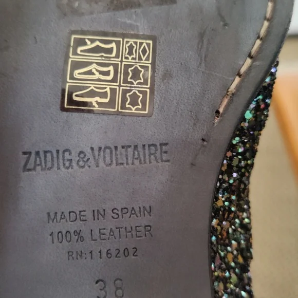 Zadig & Voltaire boots size 38eu/7.5 us Rn116202 blue silver and black glitter - Picture 9 of 11